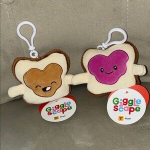 Connecting Peanut butter & jelly plush bag clip keychains